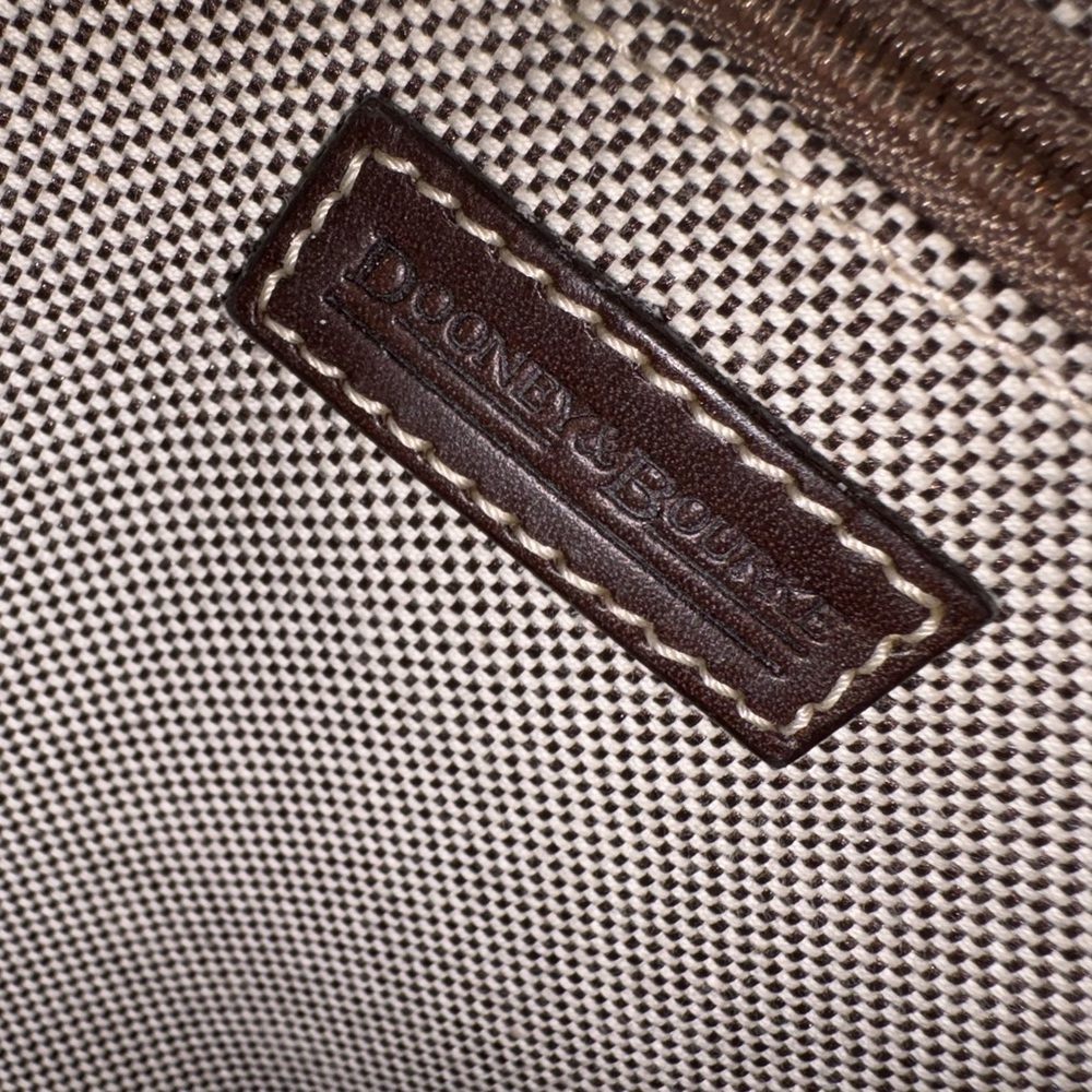 Dooney & Bourke DB Monogram Satchel Bag Brown Leather Trim Canvas&Coin Pouch - Picture 8 of 11